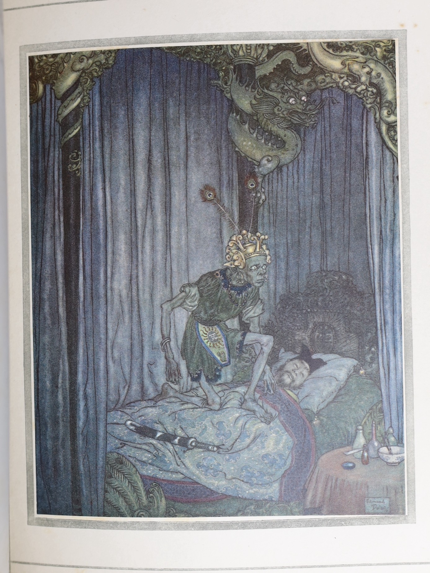 Dulac, Edmund (illustrator) - Stories from Hans Andersen, with 28 tipped-in colour plates, in later fine Art Deco brown morocco binding gilt with renewed end papers, Hodder and Stoughton, London, [1911]
